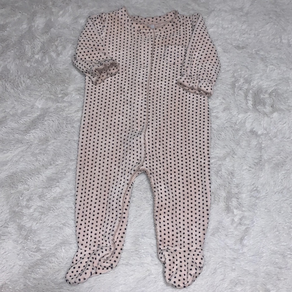 Baby gap fleece polkadot footie/ sleeper zip up  0-3 months